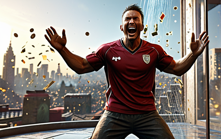 **

A triumphant Sudden Attack player celebrating a victory on screen, showered with glowing in-game currency (Credits). The background shows a slightly blurred cityscape reflecting the game's environment, emphasizing the reward of skilled gameplay. Focus on the player's excited expression and the visually appealing shower of Credits.

**